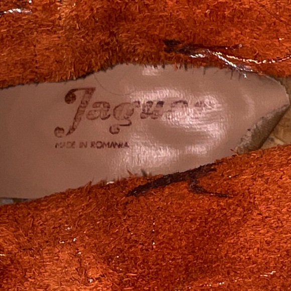 Jaguar Vintage Rust heeled boots western boho 70s 80s 8 cowboy Tangerine - Picture 6 of 9